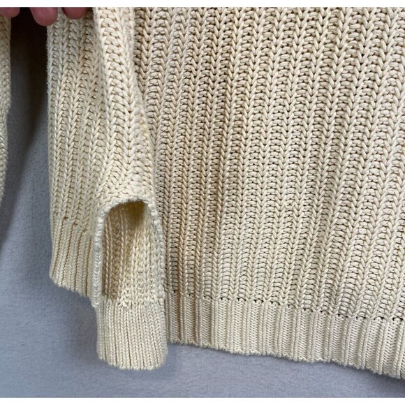 LRL Ralph Lauren Womens Cable Knit Fisherman Sweater Size Large Cream Cotton - Picture 7 of 9